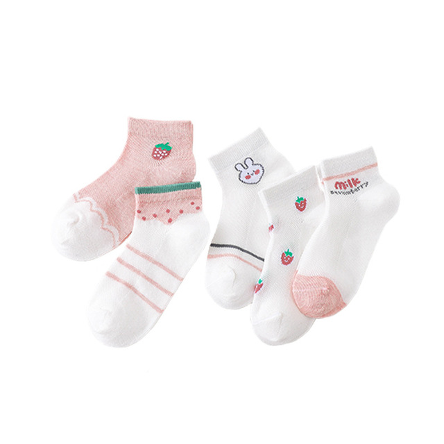 Soft Cotton Breathable Mesh Kids Socks Summer Short Tubes Baby Girls Socks New Born Boy Happy Socks Infant Clothes 5 Pairs