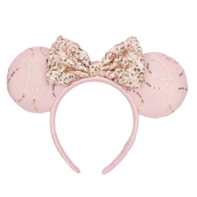 Cartoon Minnie Mermaid Princess Big Ears Headband Sequin Bows Ears Costume Headband Cosplay Plush Adult/Kids Headband Gift