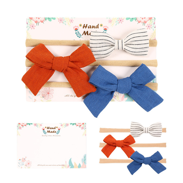 3pcs/lot Cute Bow Baby Headband for Girl Nylon Head Bands Turban Newborn Hair Bands for Kids Baby Hair Accessories