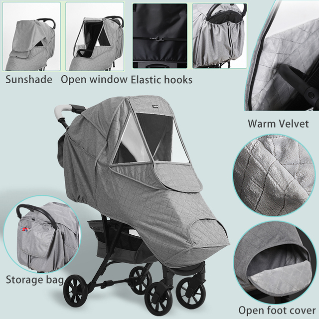 Universal Waterproof Winter Thicken Rain Cover Wind Dust Shield Full Raincoat For Baby Stroller Accessories Cane Pushchair Suit