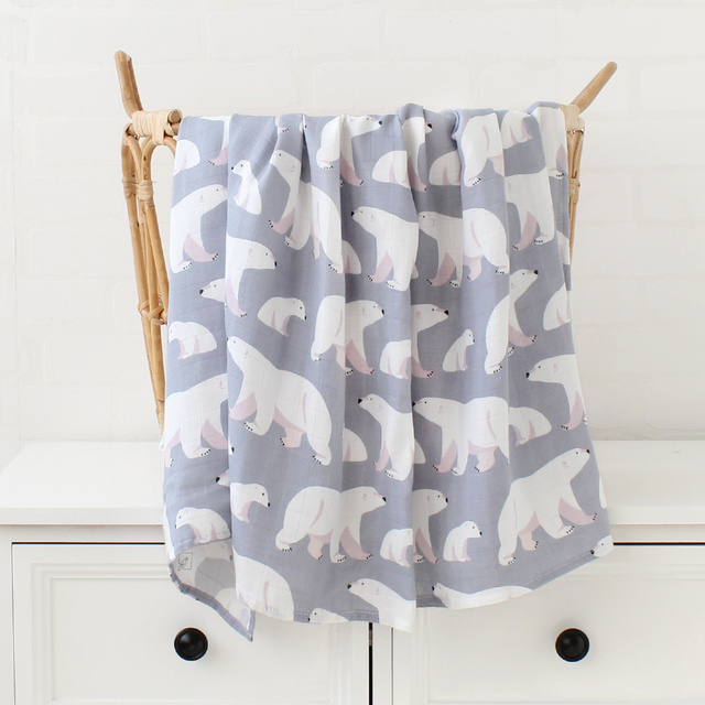 120x120cm Muslin Blanket Cotton Baby Swaddle Bamboo Soft Newborn Blanket Bath Towel Gauze Infant Wrap Sleeping Bag Stroller Cover