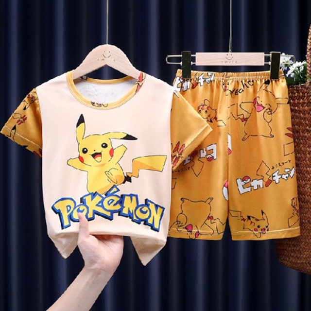 2022 Summer New Pokemon Children's Pajamas Set Cartoon Cozy Boys Girls Kawaii Pikachu Kids Clothes Gift Homewear Wholesale