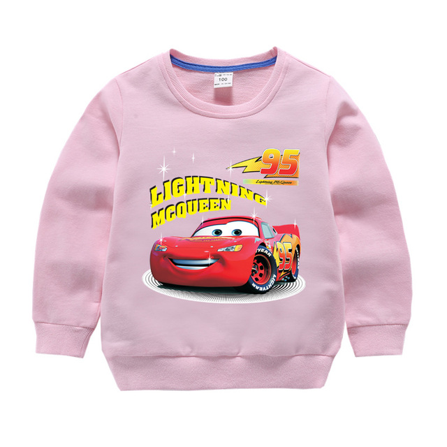 Autumn Children Girls Clothes Cartoon Lightning McQueen Cars Printed Long Sleeve Sweatshirt Casual Teenagers Boys Tops