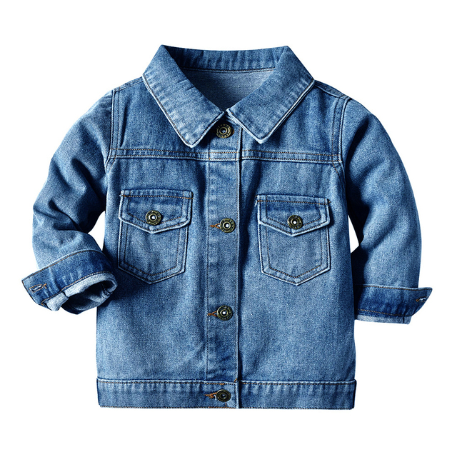 Kids Boys Girls Denim Hooded Jackets Casual Fake Two Jacket Coat Children Cowboy Zipper Outerwear JYF