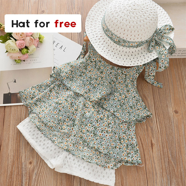 Menoea 2-Pieces Fashion Children's Clothing Sets New Summer Baby Girls Plaid Suspenders Vest Shorts Suits Kids Outfits