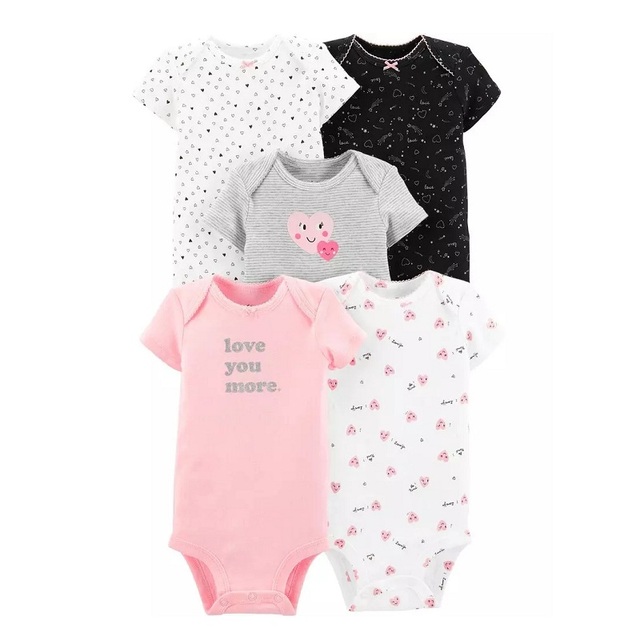 Cartoon Monster Baby Newborn Clothes Newborn Baby Clothes Short Sleeve Cotton Onesex Unisex Bodysuit 2021 5pcs/set