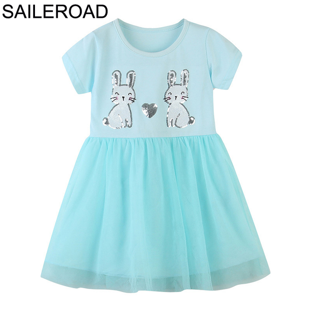 Glieroad 2-8 Years Baby Girls Cute Unicorn Princess Dress Girl Summer Short Sleeve Dresses Kids Clothes Children Suits