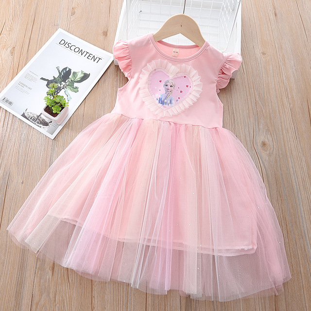 Hot Korean Summer Baby Clothes Frozen Elsa Kids Dresses for Girls Party Wear Flower Girl Dress for Wedding Party Korean Dresses