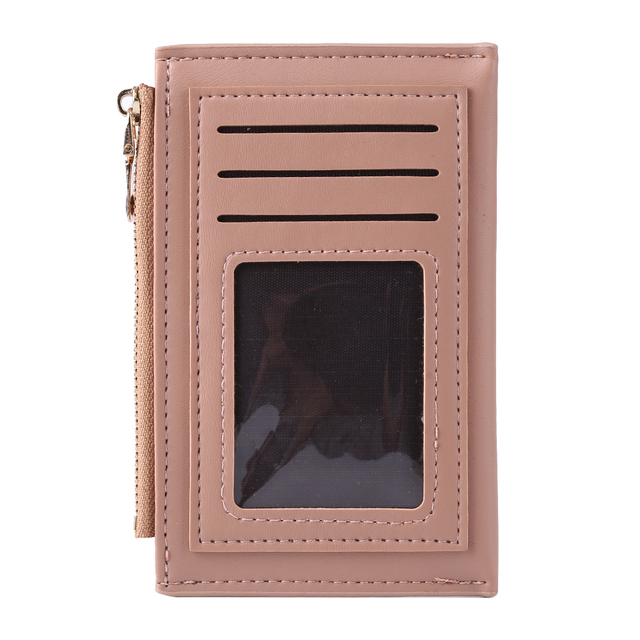 Fashion Women Solid Color Multi Slot Credit Card Holder Portable PU Leather Mini Coin Purse Multifunction Zipper Wallet