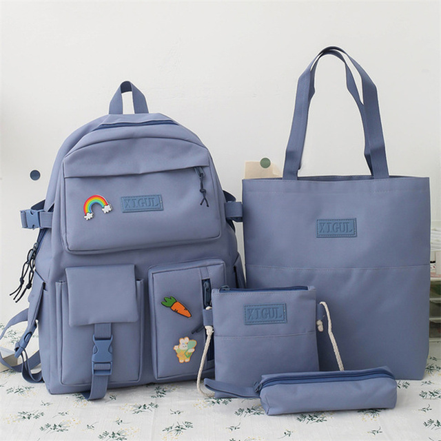 4pcs sets canvas school bags for teenage girls women backpack canvas kids primary school bag college student laptop bags