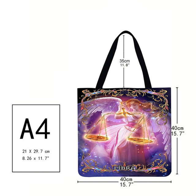 Casual Ladies Tote Bag Constellation Printed Pattern Design Travel Large Capacity Linen Female Exquisite Shopping Bag