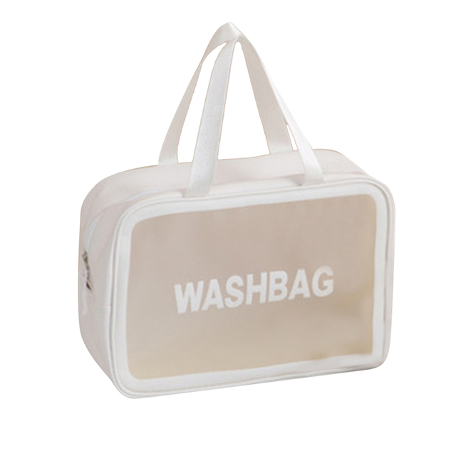 Portable Large Capacity Travel Portable Transparent Wash Bag PU Waterproof Matte Cosmetic Bag Skin Care Product Storage Bag