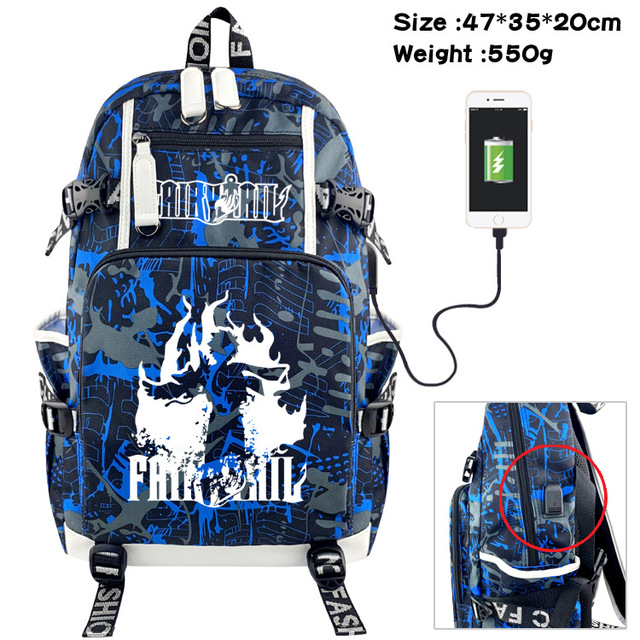 Fairy Tail Anime Backpack Large Capacity School Bag Men Women Multifunctional Laptop Backpack Travel Bag