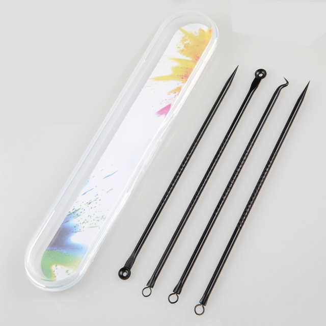 4pcs/set Professional Blackhead Remover Black Spot Pimple Blemish Beauty Women Skin Care Face Cleaning Pimple Removal Tool Kit