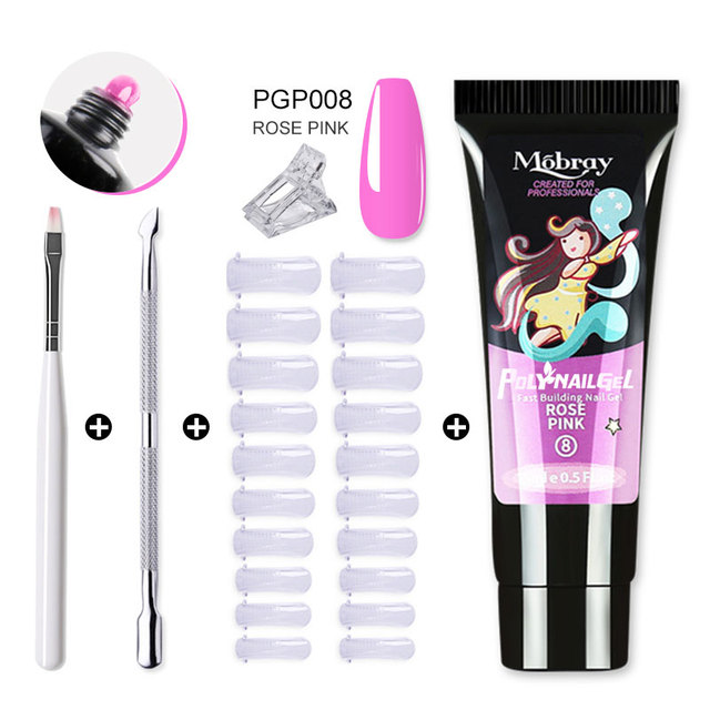 Mobray Poly Nail Gel Set All For Quick Extension Nail Manicure Set Gel Cuticle Pusher Finger Extension Template Nail Tool Kit