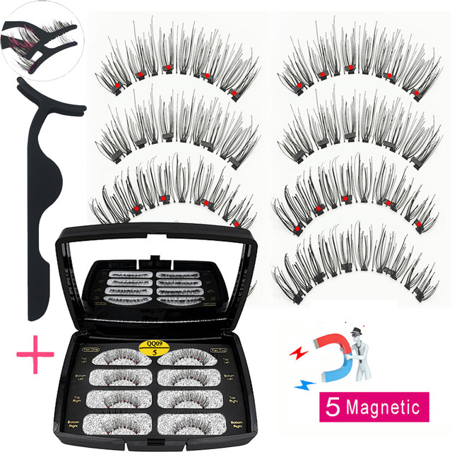 LIKOFO Magnetic Eyelashes with 5 Magnets Natural Handmade 3D/6D False Eyelashes Acrylic Box Long False Eyelashes Cosmetics for Gift