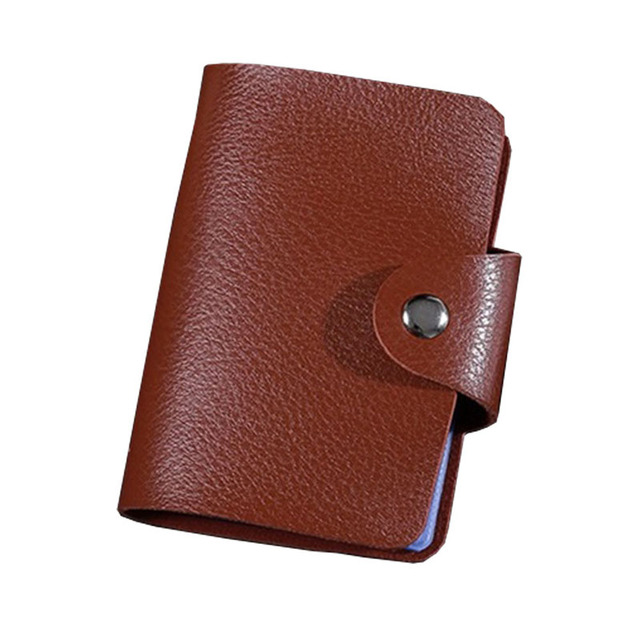 24 Slots Card Holder PU Leather Slim Bank Credit ID Card Coin Pouch Bag Pouch Purse Organizer Thin Business Card Clip With Button