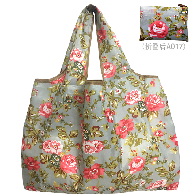 Reusable grocery bag shopping handbag animal flower beach cute gift bag vegetable fruit washable lightweight sturdy nylon hand