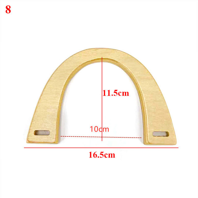 D-shaped wooden handle solid wood brown handbag tool gradient wooden frame DIY unique bag accessories handle high quality