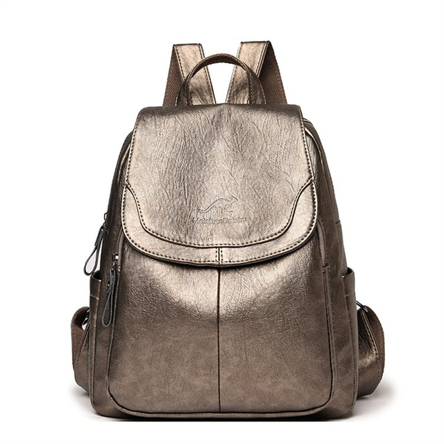 Women Quality Leather Backpack For Girls Bag Doss Casual Daypack Black Backpack Vintage School Bags For Girls Mochila Backpack
