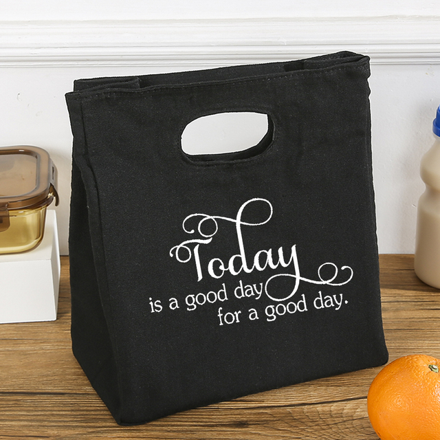 Today is Good Today Printing Reusable Lunch Bags Children Thermal Box Large Capacity Travel Portable Picnic Pouch Eco Handbags