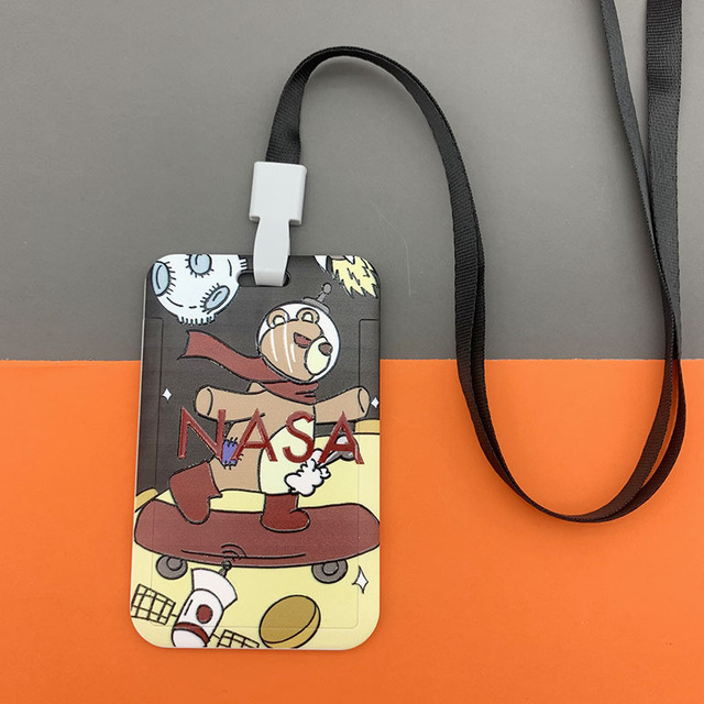 Cartoon Men Cool Boy Girl ID Credit Card Holder Bank Students Bus Card Case Hand Rope Baby Visit Door Card ID Badge Cover