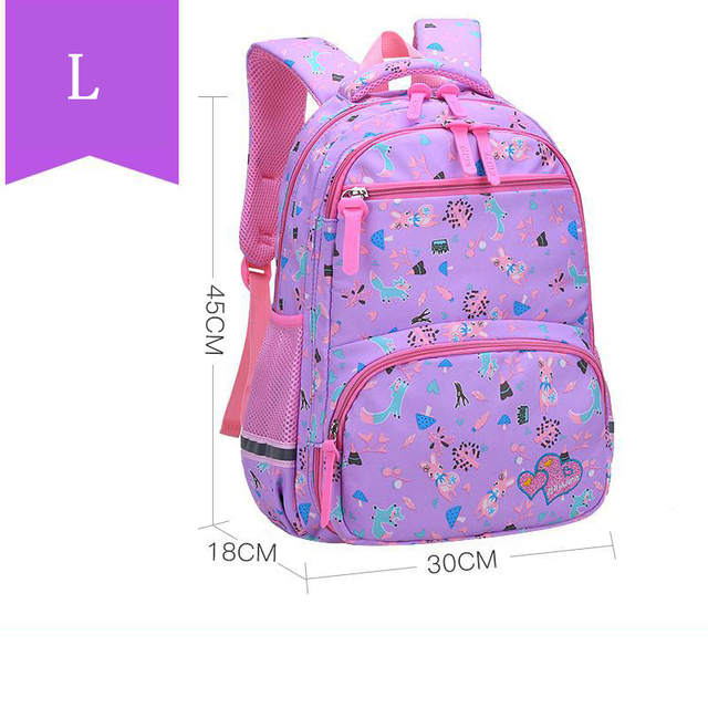 Cartoon Floral Print School Backpack For Girls , 1-6 Orthopedic School Bags For Girls