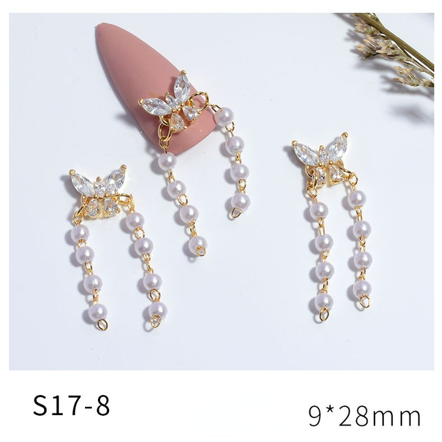 Net Red New Nail Art Jewelry Zircon Star Moon Love Pearl Rabbit Butterfly Chain Nail Decoration Nail Accessories