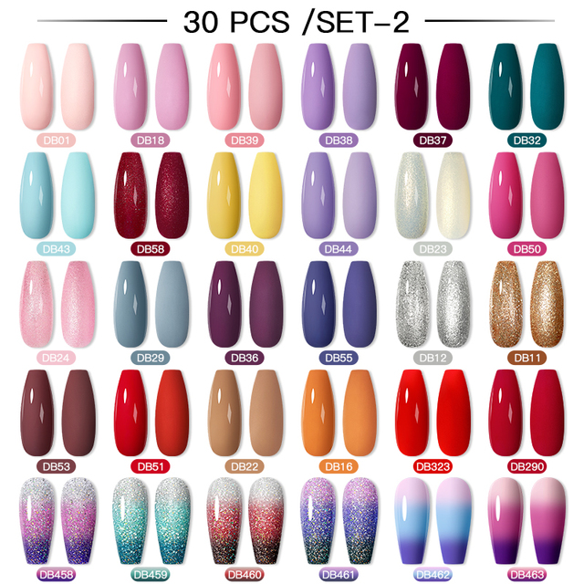 Mtssii 16/60pcs Nail Gel Polish Set Semi Permanent Pure Color and Glitter Gel Set Soak Off UV Gel for Nail Art Beauty DIY Design