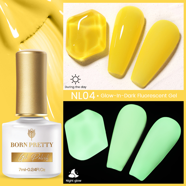 Born Pretty Pink Color Luminous Gel Nail Polish Glow In The Dark Neon Fluorescent Soak Off UV LED Top Coat Semi Permanent Varnish