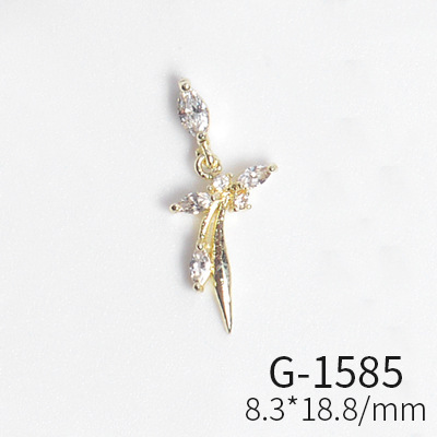 Japanese new style nail art, zircon jewelry, big diamond cross, love all-match real gold color nail art decorations tools