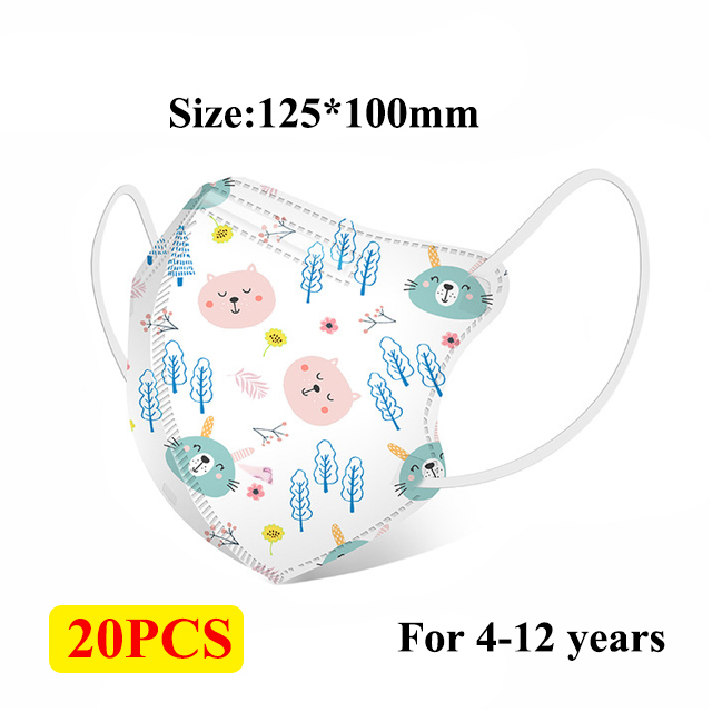 50pcs Children Masks Kn95 N95 Respirator Mascarillas Dust Reusable 4 Layers Animal Print 3D Cartoon Children Girls Boys CE KN95 Mask