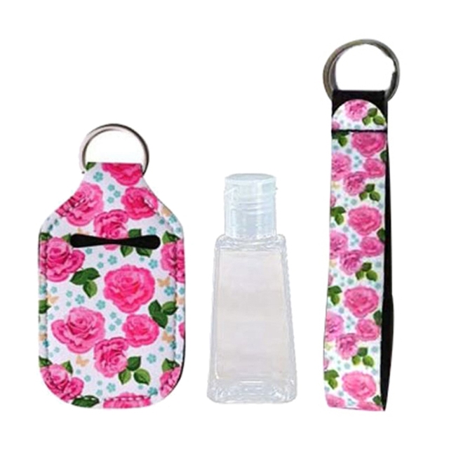 Portable 1oz Refillable Empty Travel Bottles With Keychain Holder Wristlet Set Keychain Bottle Container With Flip Caps