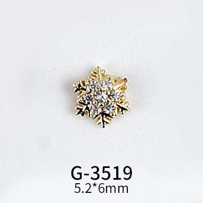 New Nail Art Real Gold Snowflake Zircon Ornaments Exquisite Snowflake Zircon Christmas Style Snowflake Pendant G-3511