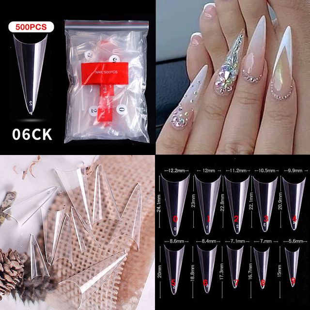 500pcs False Nail Extension Full Cover Fake Nails French False Nail Clear/White False Nail Tips Art Manicure Tool French Nail