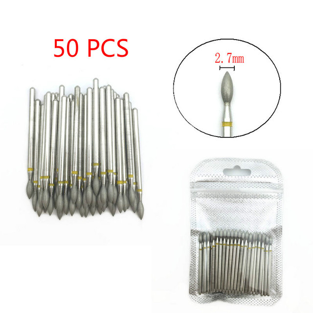 50pcs/set Nail Drill Bit Set Cutter Dental Diamond Grinding Polish Burs Dental Lab Polisher 2.35mm Shank Nail Tools