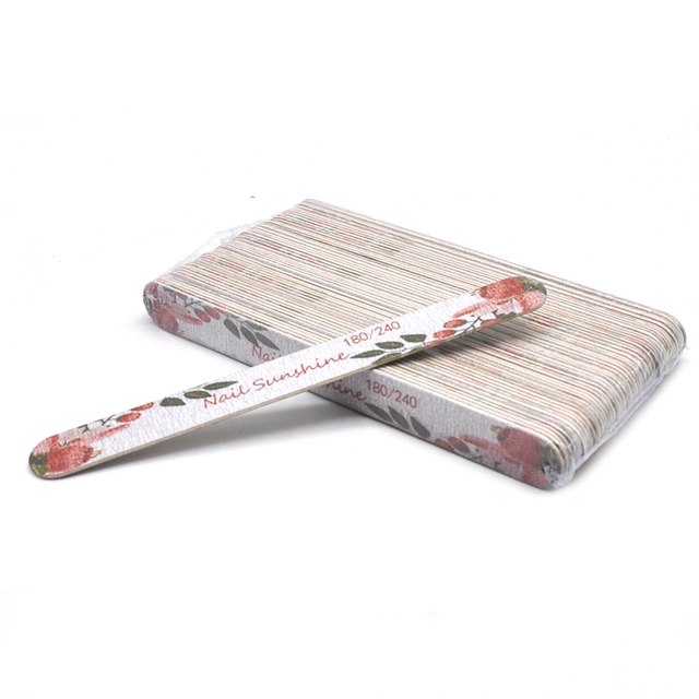 20pcs Thicken Wooden Nail Files 100/120/180/240 Printed Sandpaper Wooden File Professional Washable Nails Accessories Manicure Tool