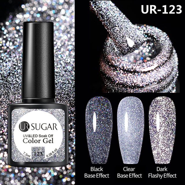 UR SUGAR 7.5ml Disco Reflective Cat Magnetic Gel Nail Polish Auroras Iridescent Glitter Sequins Soak Off Nails Art UV Varnish