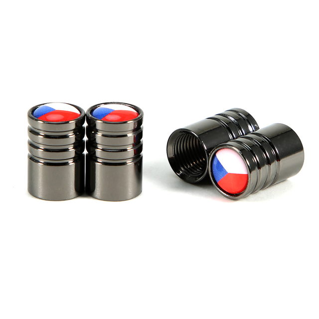 DSYCAR 4Pcs/Set Car Styling Alloy Material National Flag Pattern Style Car Tire Valve Caps Wheel Tires Tire Stem Air Cap