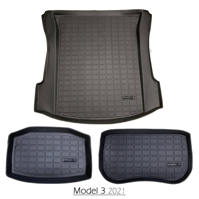 Full sets plain TPE rubber trunk frank mat for Model Y Tesla Model 3 2021-2022 2018-2020 cargo liners cargo tray car boot mats