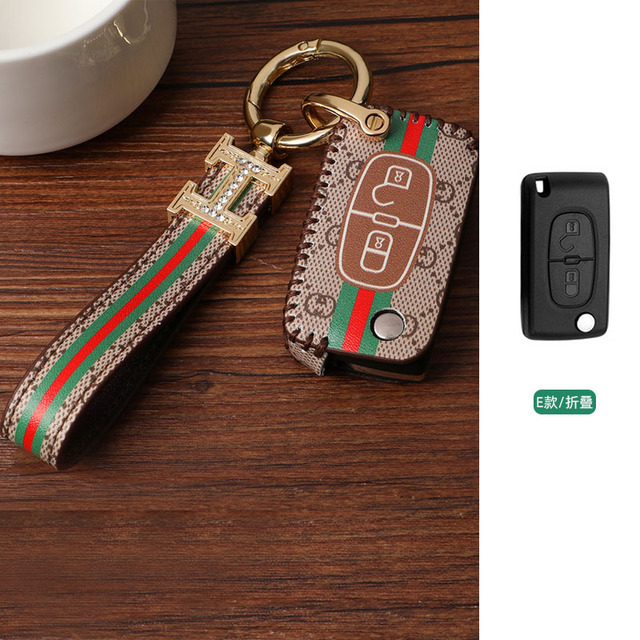 Luxury Car Key Case Leather Fob Protector Keychain for Citroen C-Quatre C3xr C5x C4lc C5 Aircross C6 Accessories Keyring