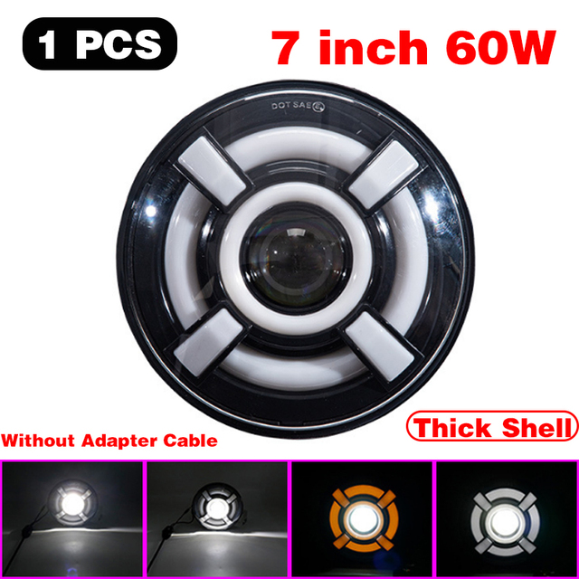 1pcs Running Light 45W/60W/75W/80W/90W Car Led 7 Inch Car Accessories Angel Eyes H4 Headlight For Lada Niva 4X4 Uaz Hunter Hummer