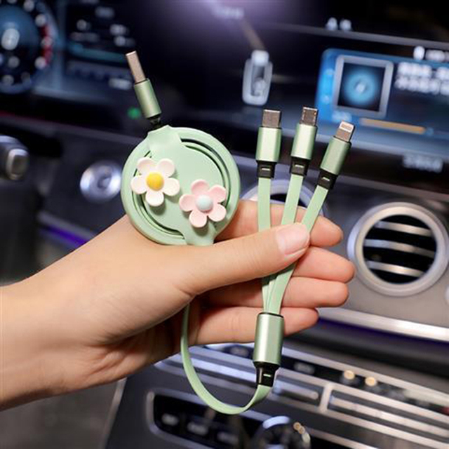3 in 1 Car Charger Data Cable for Android iPhone Type-c iPhone Huawei Samsung Mobile Phone Fast Charging USB Cable Cable