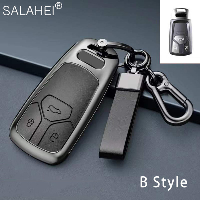 New Fashion Zinc Alloy and Leather Car Key Case Cover for Audi A3 A4 A5 C5 C6 8L 8P B6 B7 B8 C6 RS3 RS6 Q3 Q7 TT 8L 8V S6 S4 S3