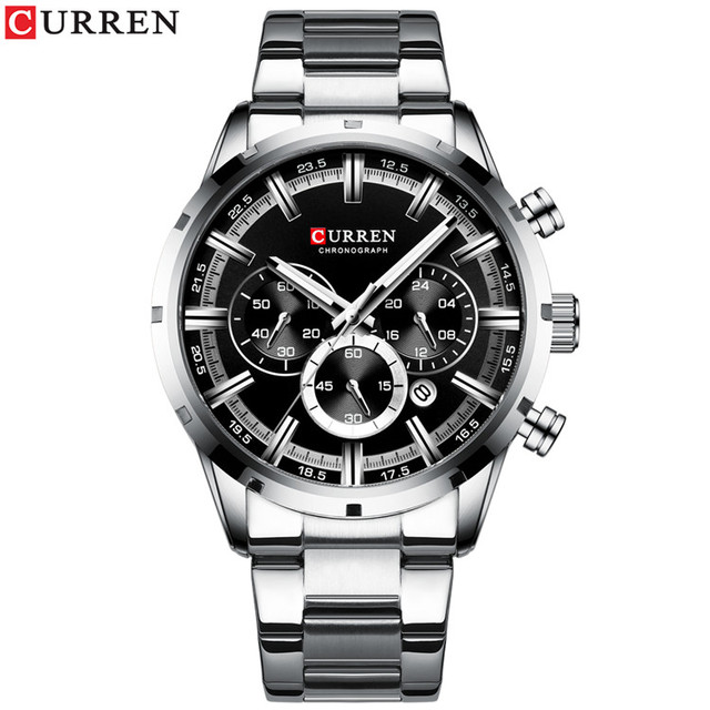 Curren Men's Watch Blue Dial Stainless Steel Band Date Business Men's Watches Waterproof Luxuries Men Wrist Watches for Men