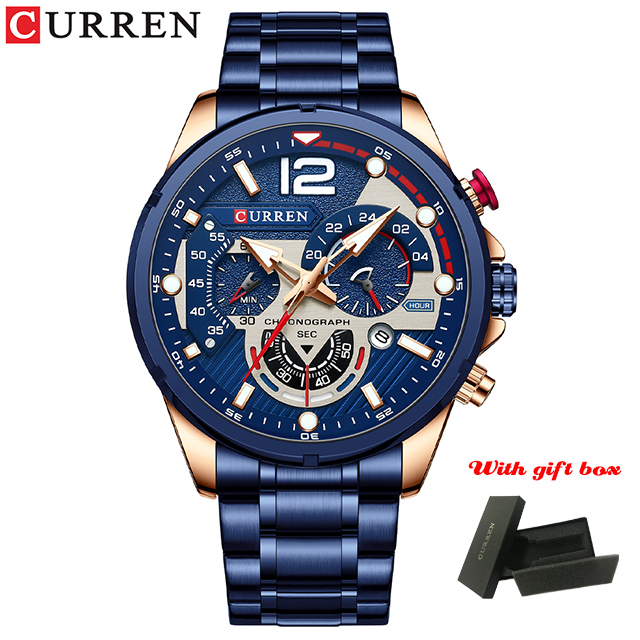 CURREN Casual Business Chronograph Waterproof Stainless Steel Men's Watch New Luxury Fashion Quartz Men's Watches