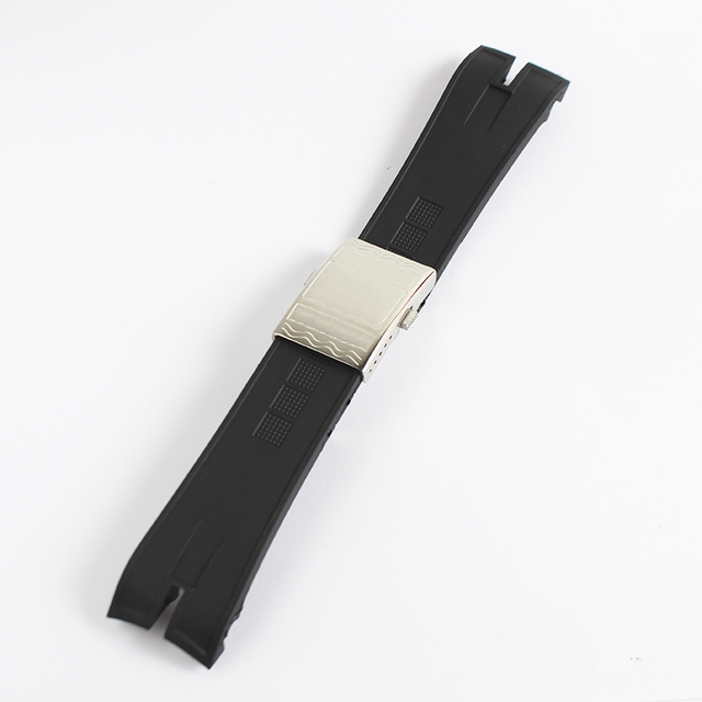 Silicone watch strap, natural rubber, black, 26.5 mm, for Roger Dubuis