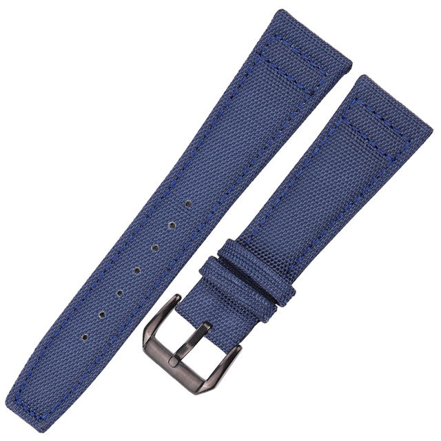 Nylon Canvas + Genuine Leather Watchband 20mm 21mm 22mm Black Green Blue Women Men Watch Band Strap With Pin Buckle