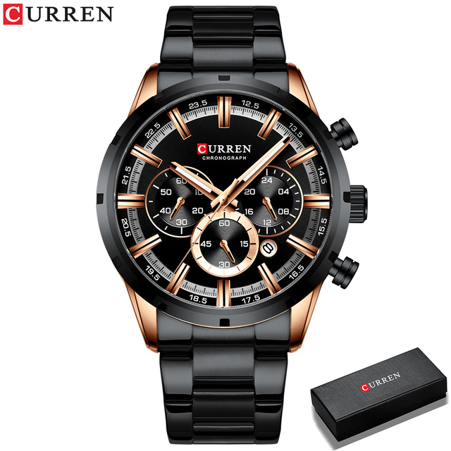 CURREN Men Watch Luxury Brand Sport Quartz Mens Watches Full Steel Waterproof Chronograph Wristwatch Men Relogio Masculino