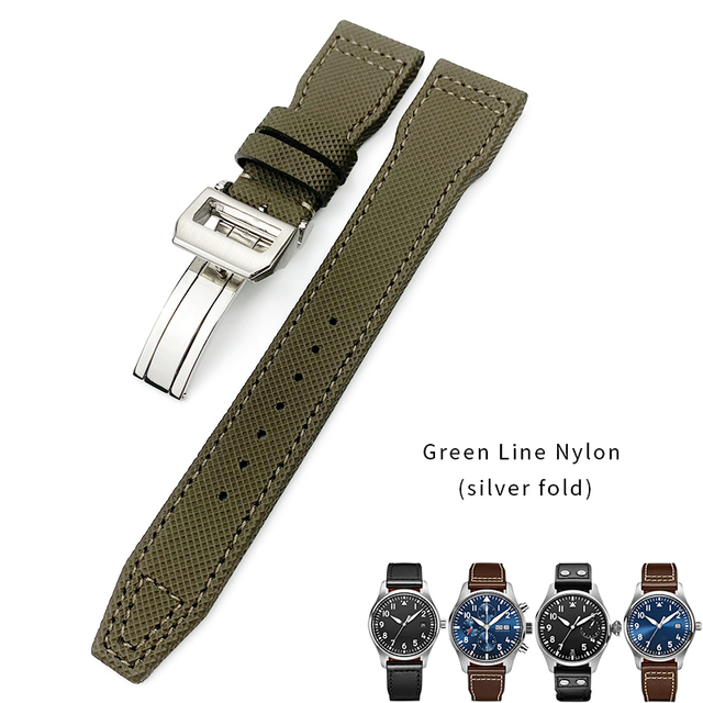 20/21/22mm High Quality Calfskin Leather Nylon Watch Strap Fit For IWC Pilot SPITFIRE MARK18 PORTOFINO Best Gun IW3777 Watchband